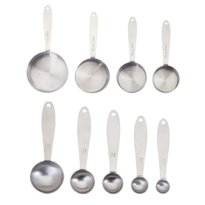 Stainless Steel 9-Piece Measuring Cup and Spoon Set