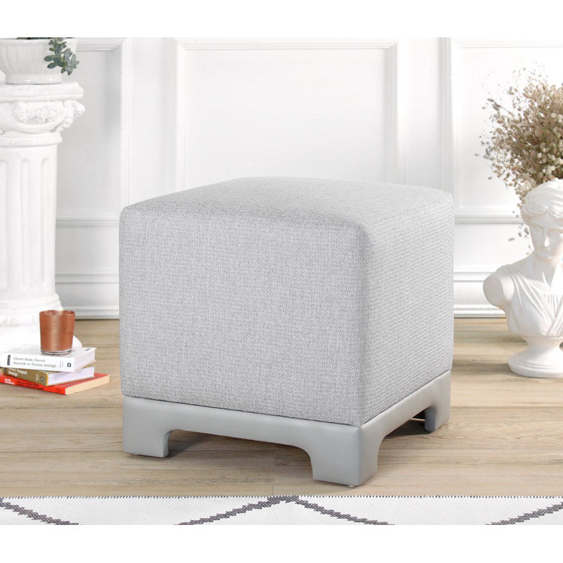 Élégant repose-pieds pouf gris 19,7 po x 18,5 po x 19,7 po | 50% coton / 50% lin, 100% pieds en similicuir, 35 éponges orthopédiques, 2,4 pouces d'épaisseur, pieds cachés | Parfait pour le salon et la chambre à coucher