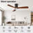 Smart Low Profile Ceiling Fan with Dimmable LED Light, Remote Control and Solid Wood Blades-546560781