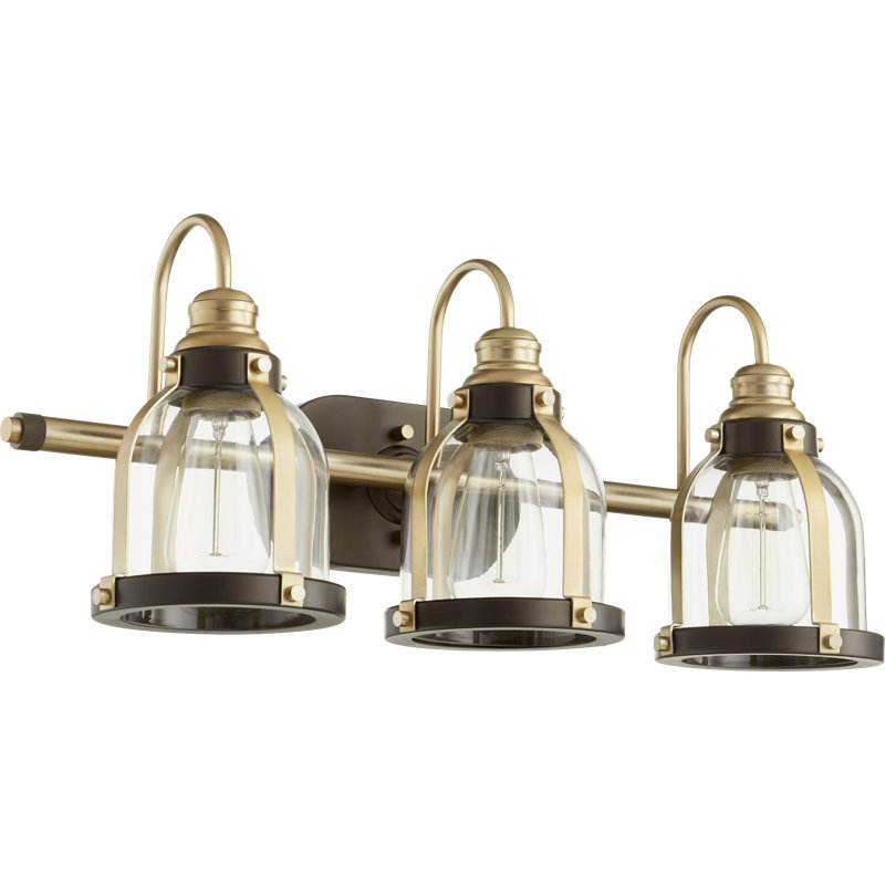 Dishon 3 - Light Dimmable Vanity Light, Aged Brass/Oiled Bronze