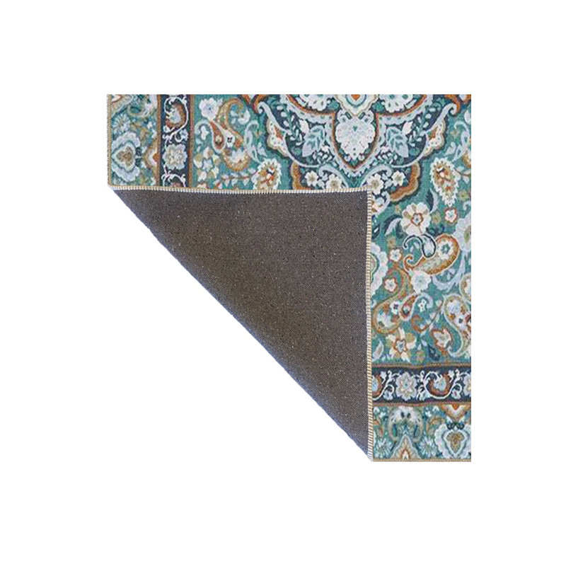 Tapis décoratif floral bleu à motif géométrique lavable à la machine, Sous-tapis rectangulaire 5 pi 1 po x 7 pi 7 po inc