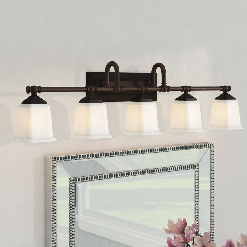Nicholas 5 - Light Dimmable Vanity Light, Harbor Bronze, Etched