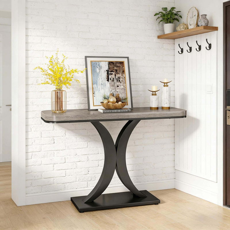 Console compacte, table de vestibule de style industriel moderne, table de canapé robuste