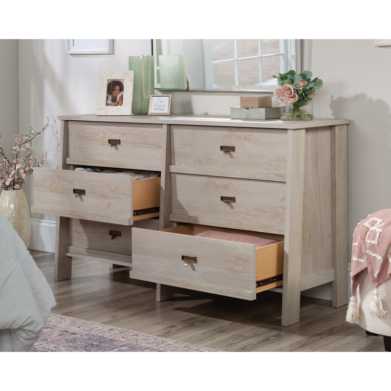 Commode 6 tiroirs Freidin, Marron blanchi