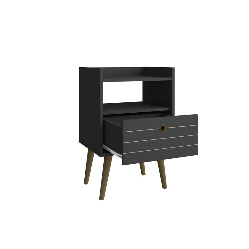 Helaina 17.71'' W Nightstand, Black