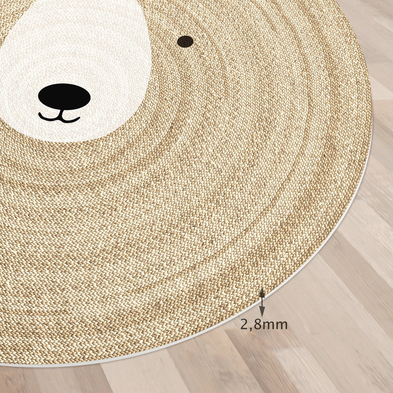 Round Calliah Vinyl Machine Printed Area Rug, Round 3'3.4"