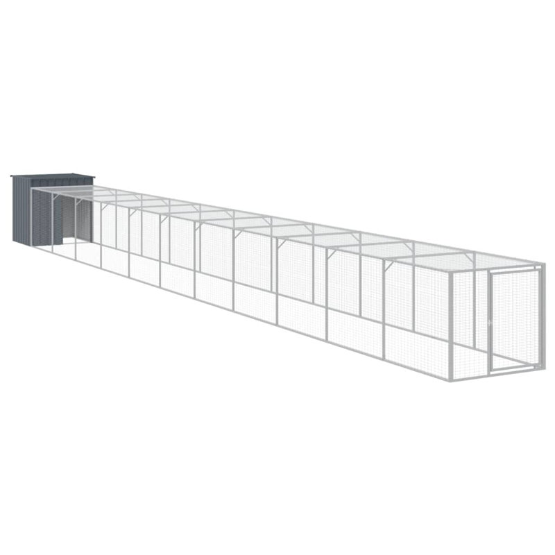 Poulailler avec grillage Ebelina, Gris anthracite, H 43,3 po x l 43,3 po x P 480,7 po