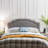 Queen Headboard, Grey Fabric Covering, Iron Construction, Adjustable 52.5"X60.42"X3 Headboard - Size, Soft Upholstery, Frame, 5 Inches, Nailhead Trimmed,