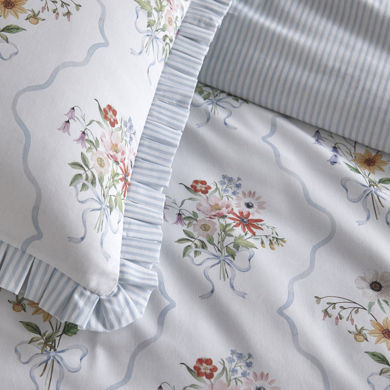 AppleTree Floral Bouquet Cotton Floral Duvet Cover Set with Pillowcases, Super King