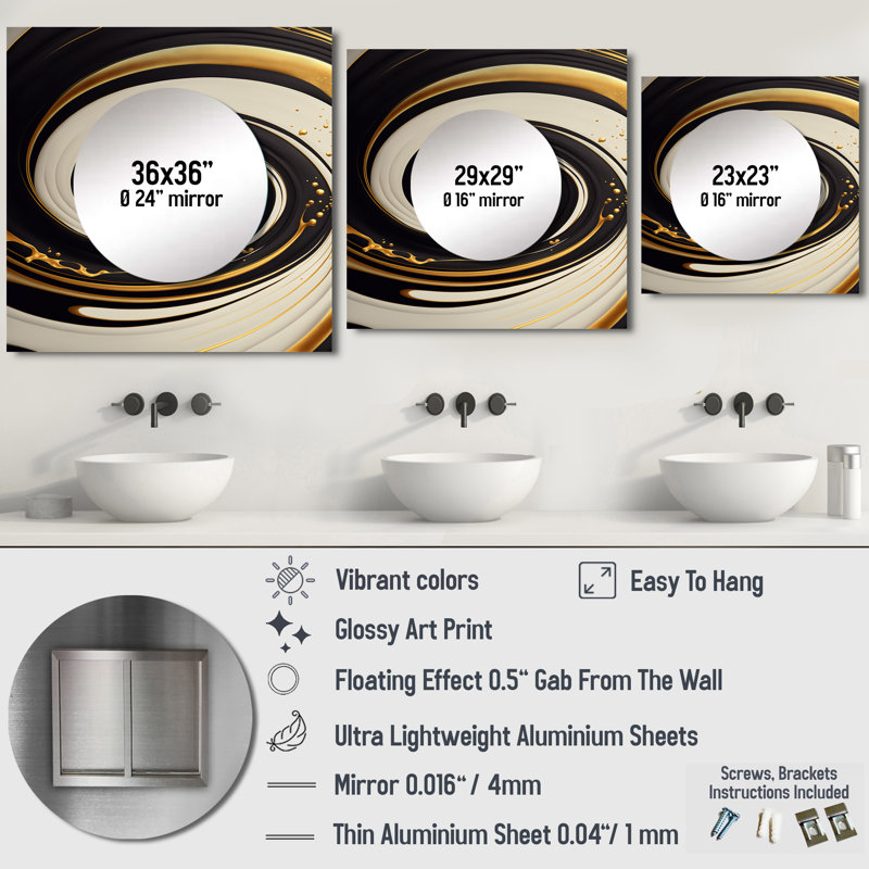 Kimery - Grand miroir mural carré moderne pour la chambre à coucher, 29 po x 29 po