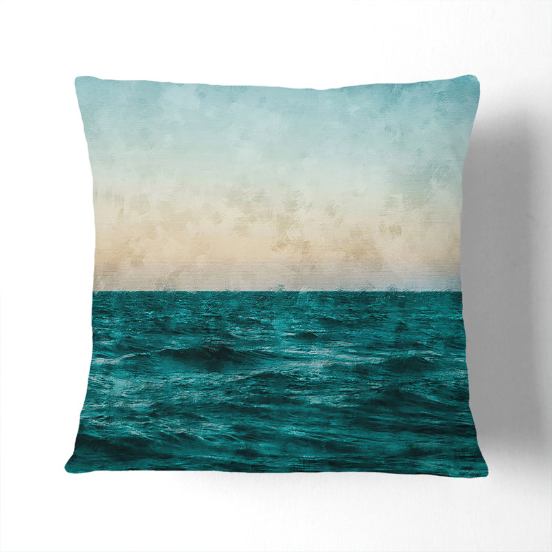 Ocean Stripe Painting Cushion with Filling, Black, 40cm H x 40cm W x 15cm D