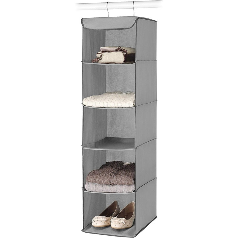Organisateur de garde-robe à 5 sections - Tablettes en métal robustes pour vêtements, chaussures et accessoires