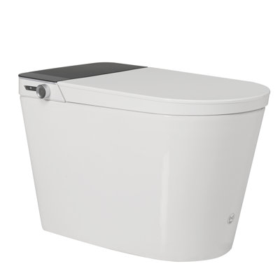 Tankless Smart Toilet With Bidet Built In, Auto Open & Close, Wider Bidet With Heated Seat, Warm Water And Dry, Foot Sensor, LED Display, Remote Control, White
