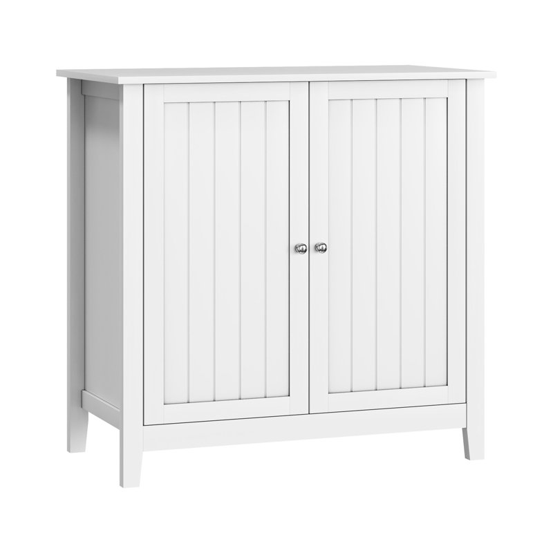 Armoire moderne de style Mid-Century, autoportante, armoire blanche, argent, salle à manger et cuisine à double porte avec rangement pour salle de bain, construction moderne et stable