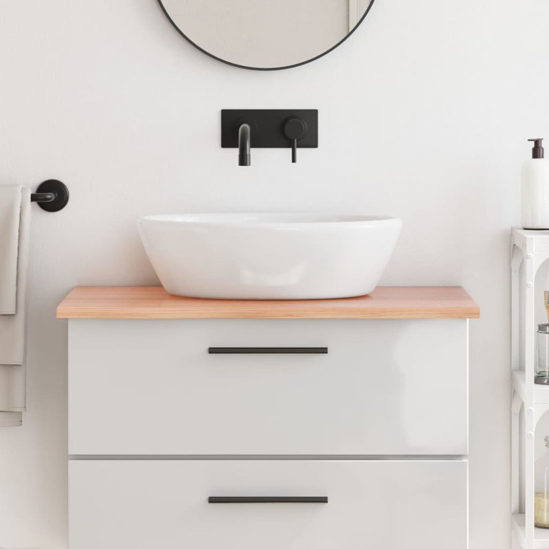 Bois massif traité avec meuble-lavabo vidaXL, Brun clair