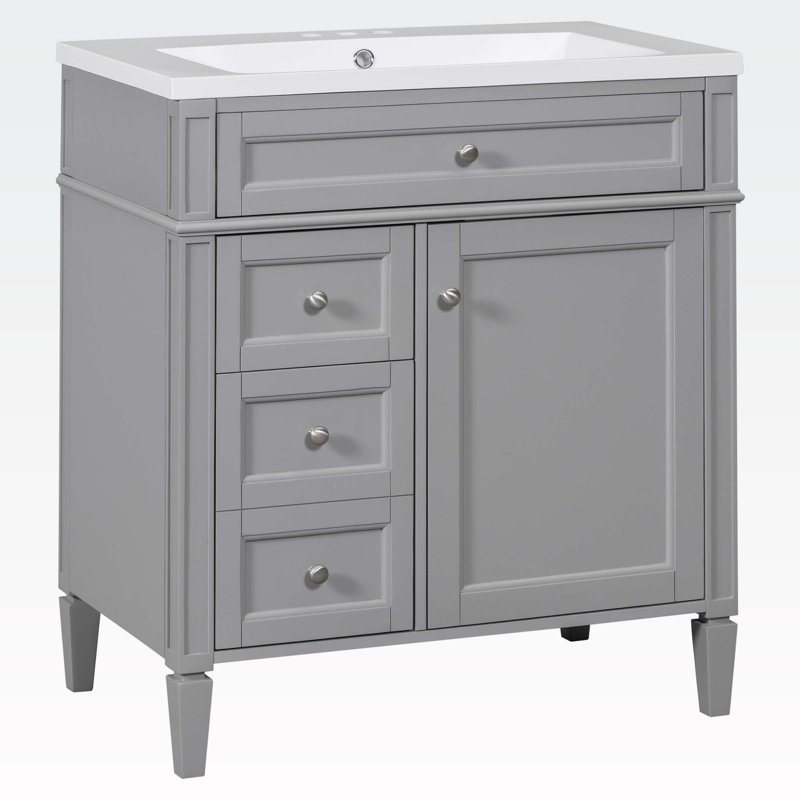 Meuble-lavabo simple avec plateau Thaddeus, Gris