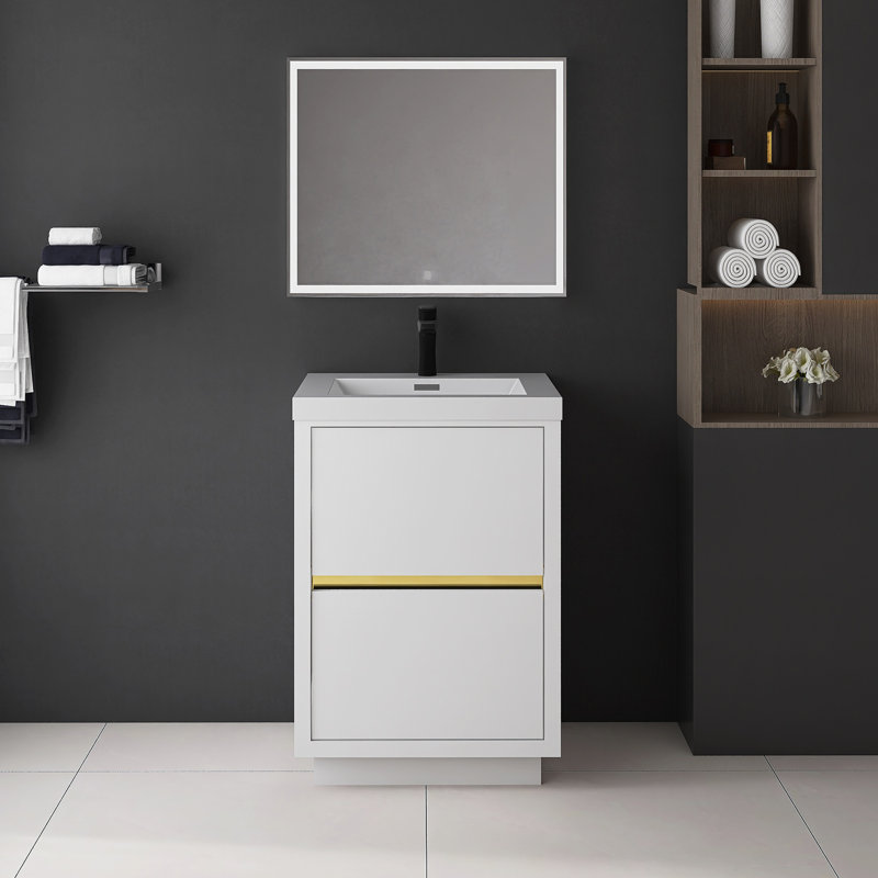 Meuble-lavabo autoportant 24 po avec lavabo 24 po, Blanc