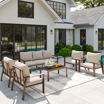 7-Person Outdoor Patio Furniture Set – Rust-Resistant Aluminum Frame, Deep Seating Weatherproof Cushions