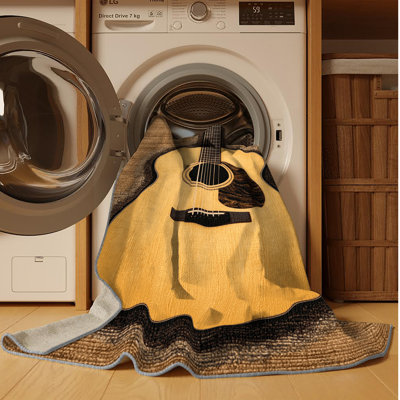 Washable Acoustic Guitar Music Area Rug
