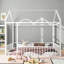 Structure de lit en métal pour chambre d'enfant et d'adolescent, taille simple blanc doux avec clôture de protection pour jouer et se reposer
