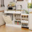 Armoires | Armoire de rangement moderne avec poubelle blanche neige avec bac dissimulé inclinable, grand espace de rangement pour le salon | Cuisine | Panneau de fibres à densité moyenne