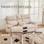 Causeuse inclinable manuelle en tissu beige 2 places, canapé double inclinable avec console centrale, porte-gobelets et rangement dissimulé pour le salon, l’appartement et le cinéma maison-409630622
