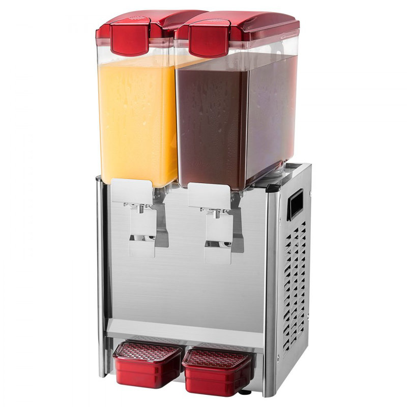 Distributeur de boissons commerciales 10L x 2 réservoirs, Rouge; argent