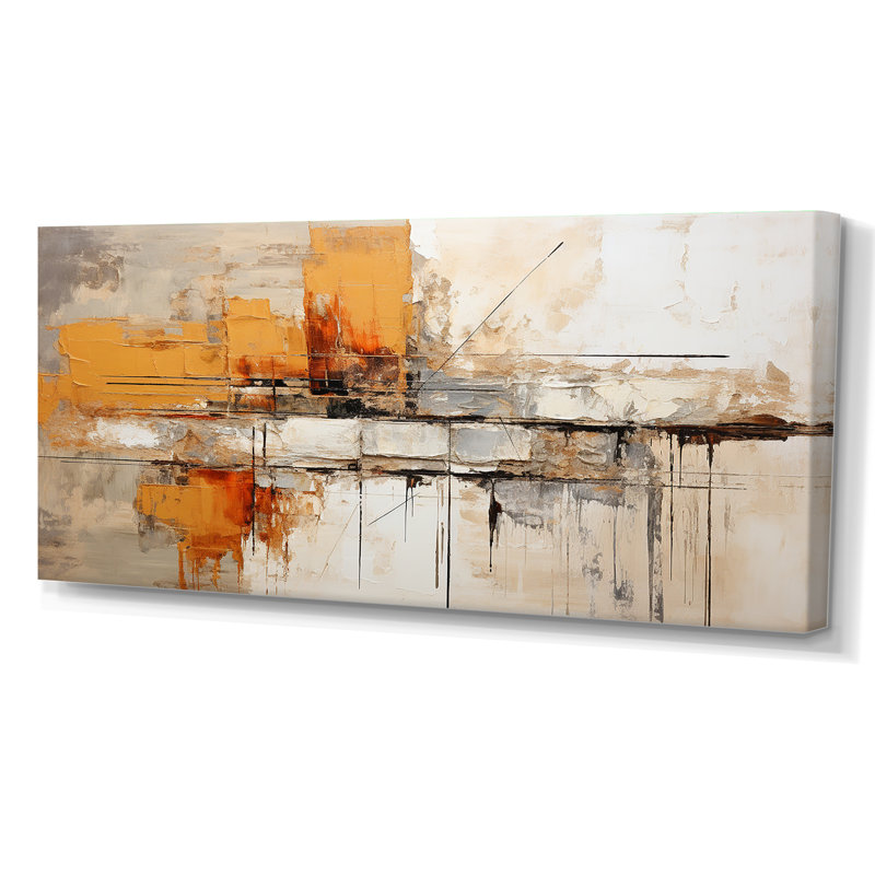 Georgean Orange Impressions II - Abstract Collages, art mural, Sans cadre, H 28 po x l 60 po, Wrapped Canvas