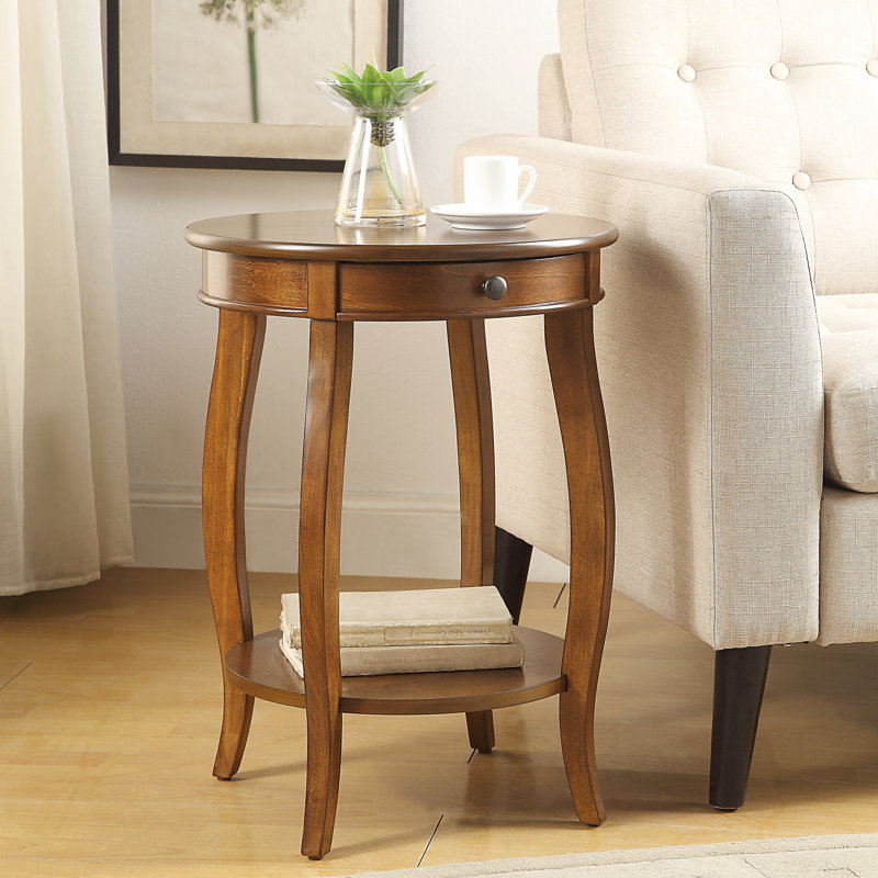 Table de bout en noyer avec tiroir et tablette pour l'organisation de la chambre à coucher