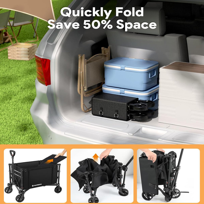 3 in 1 Collapsible Wagon Converts to Bench, Black