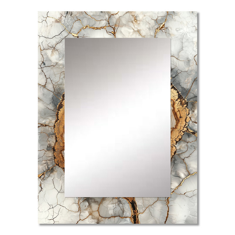 Wood Slide In Gold White Lake Forest - Gold Traditional Wall Mirror, 32" x 24"