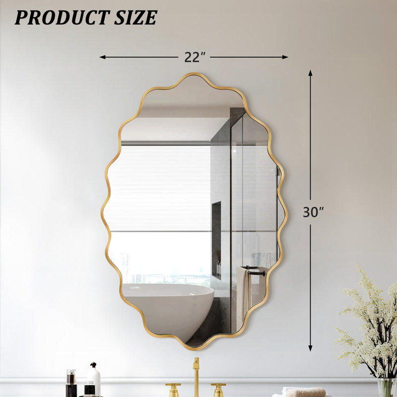 Miroir mural Scalloped, Doré, 30 po x 22 po