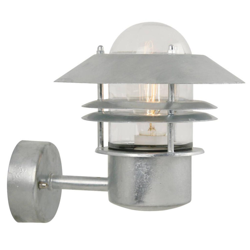 Scandinavian 23cm H Outdoor Wall Lantern, Galvanized