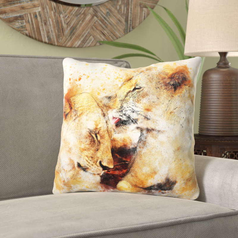 Coussin lion Wrenly, Intérieur, Microsuède