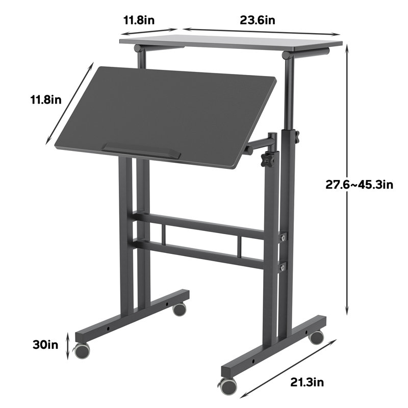 Crumpton Adjustable Metal Base Desk, Black