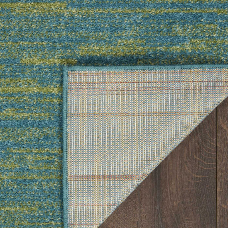 Mullican Sandy Solid Blue/Green Easy Care Indoor/Outdoor Area Rug, Rectangle 4' x 6'
