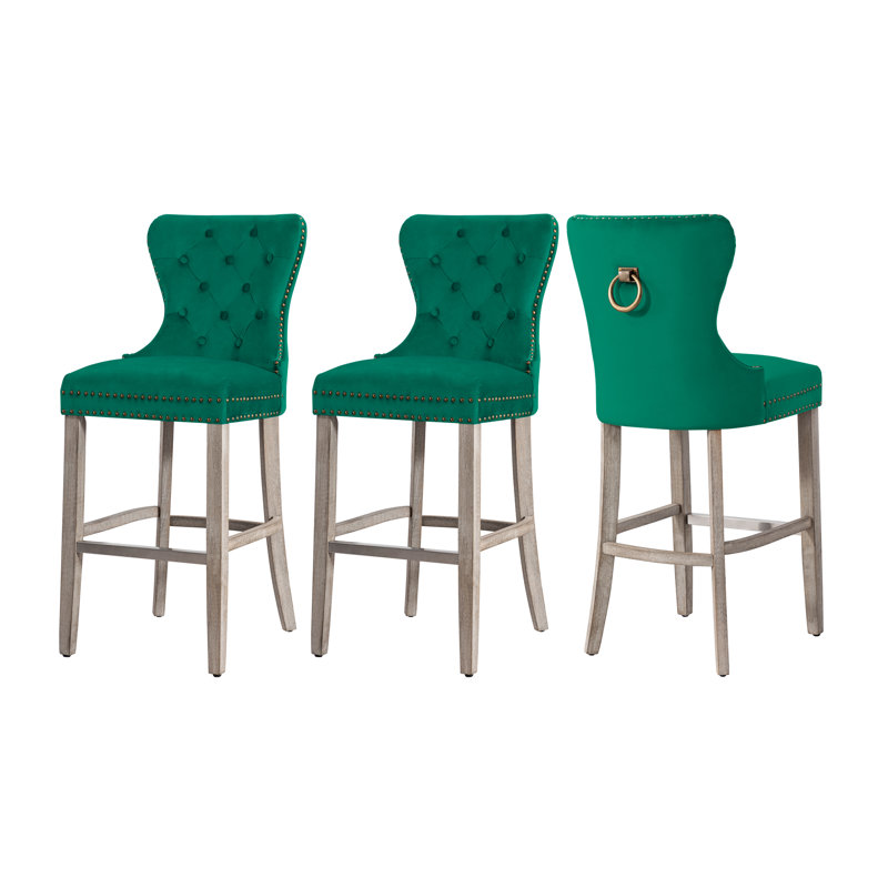 Kirsten Counter Stool with Metal Frame, Gray, Dark Green, Bar Stool (29" Seat Height)