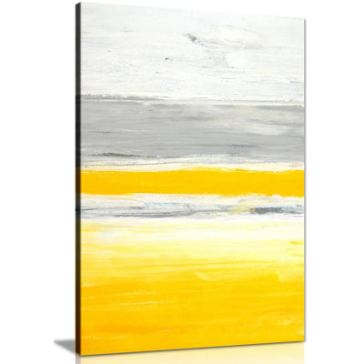 Stylish Trendy Abstract Yellow Grey Home Office Painting - Wrapped Canvas Painting