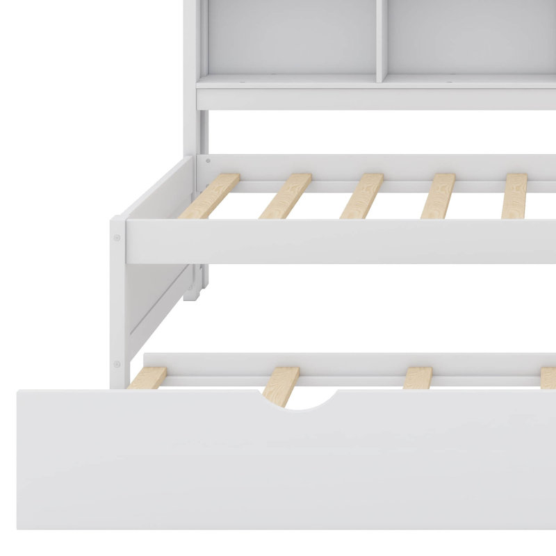 Charming Twin-Sized Daybed With Integrated Shelves, Chalkboard Design, And Pull-Out Trundle Bed
