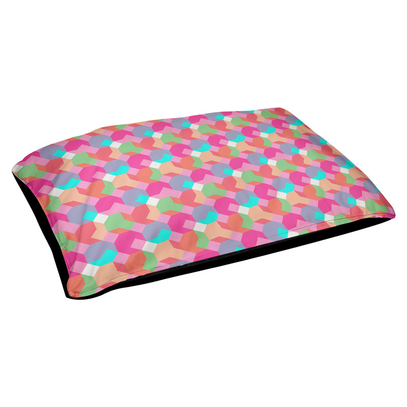 Coussin extérieur octogone Campion, Moyen (L 29,5 po x P19,5 po x H 9,5 po), Rose / vert / pêche