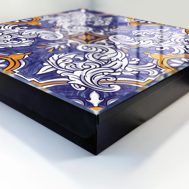 Key cabinet for wall, Opens to the left, 30x30x5, White, Symmetrical patterns with plant motifs, 