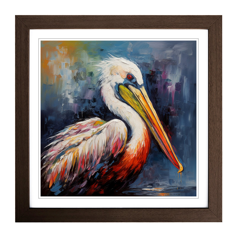 Pelican Palette Knife Painting No.1 - Framed Print, Walnut