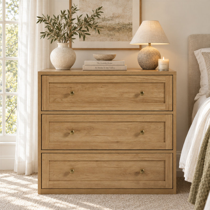 76.2 cm W Bedside Table, Natural Oak