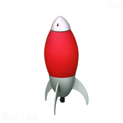 Table Lamp - 10.5" Tall Acrylic Kids Lamp, Rocket Ship Design