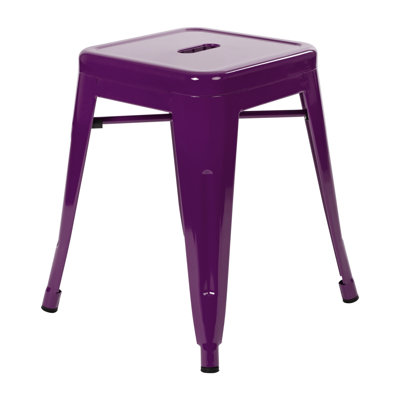 Backless Metal Indoor-Outdoor Stool w/Square Seat