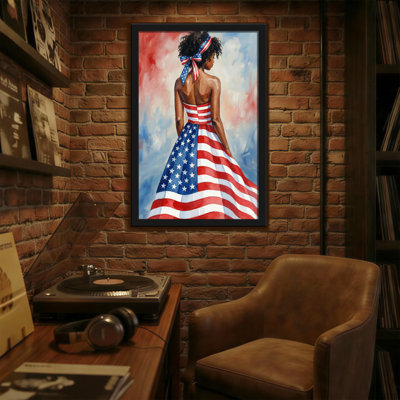 Abstract American Flag Dress Woman Back View