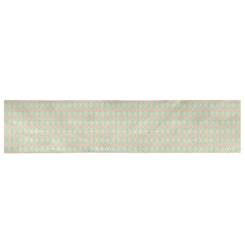 Chemin de table losanges doublés Avicia, 91,5 po x 17,5 po, Sarcelle / orange, Poly