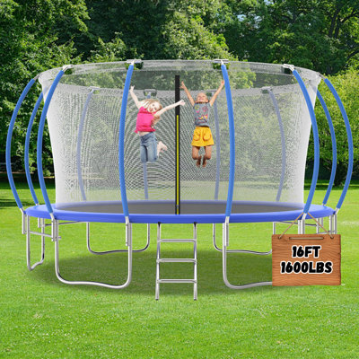 16FT Tranpoline for Kids with Safety Enclosure Net Recreational Tranpoline for Adults ASTM Approval Backyard Outdoor Tranpoline with Basketball Hoop