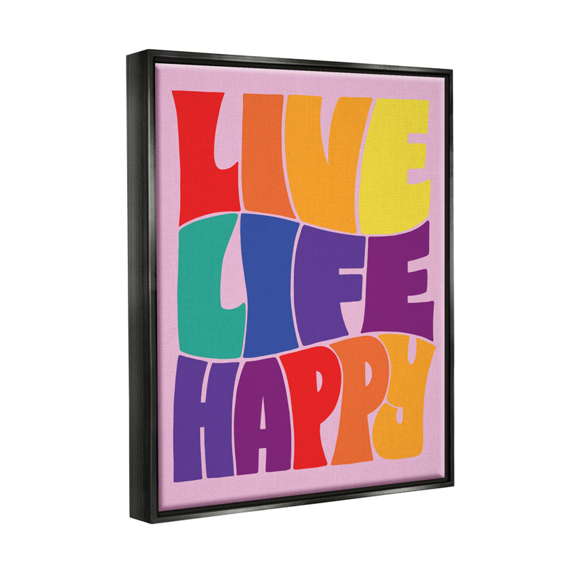 «Live Life Happy Rainbow» par Jo Taylor, Cadre flottant noir de jais, H 21 po x l 17 po x P 1,7 po