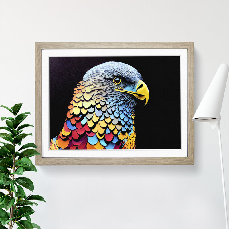 Colourful Eagle Bird Vol.5 - Single Picture Frame Print, Oak Framed, 46cm H x 64cm W x 2cm D